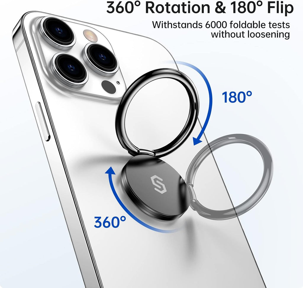 Adhesive Phone Ring Holder, Cell Phone Grip, iPhone Ring Stand | 360° Rotation, Mini Size, All Metal, Strong