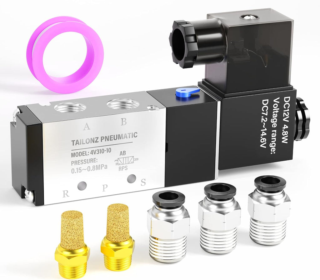 TAILONZ 3/8"NPT DC24V Solenoid Valve 2Position 5Way Junction Box 4V310-10