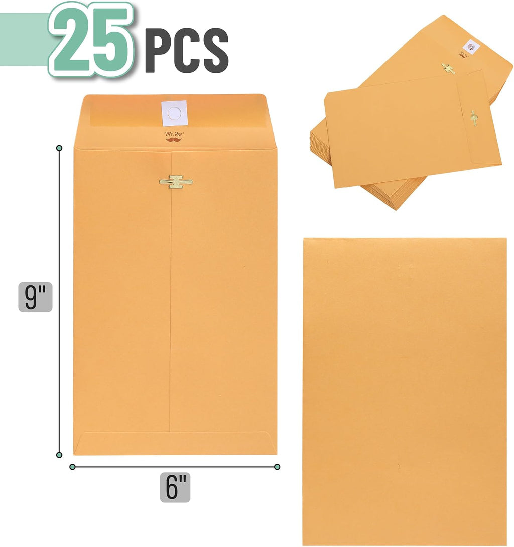 Clasp Envelopes, 25 Pack, 6x9 Inches, Brown Kraft