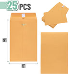 Clasp Envelopes, 25 Pack, 6x9 Inches, Brown Kraft