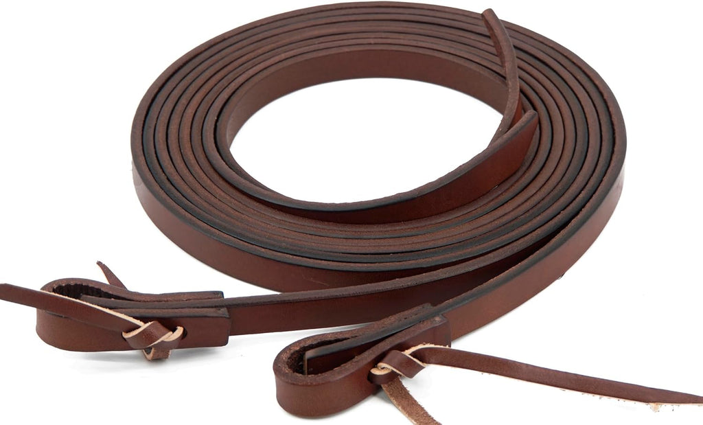 Leather Split Reins, Heavy Oil Weighted,Broken in,Supple Ranch Reins for Western Horse ProTack, 5/8" x 8'