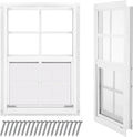 2 Pack 14'' x 21'' Shed Window White, Sliding Glass with Screen