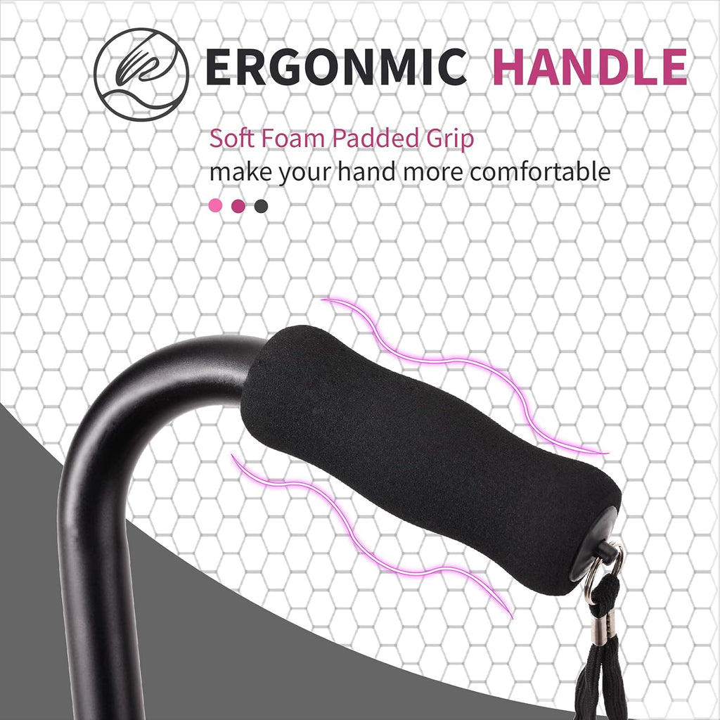 Walking Canes Stablize Women Quad Canes for Seniors & Adults Foldable Adjustable for Men & Women Heavy Duty