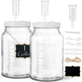 1 Gallon Fermentation Jar with 3 Airlocks & 2 Screw Lids, 2 Pack | Wide Mouth, Airtight Lids, Scale Mark, Heavy-Duty