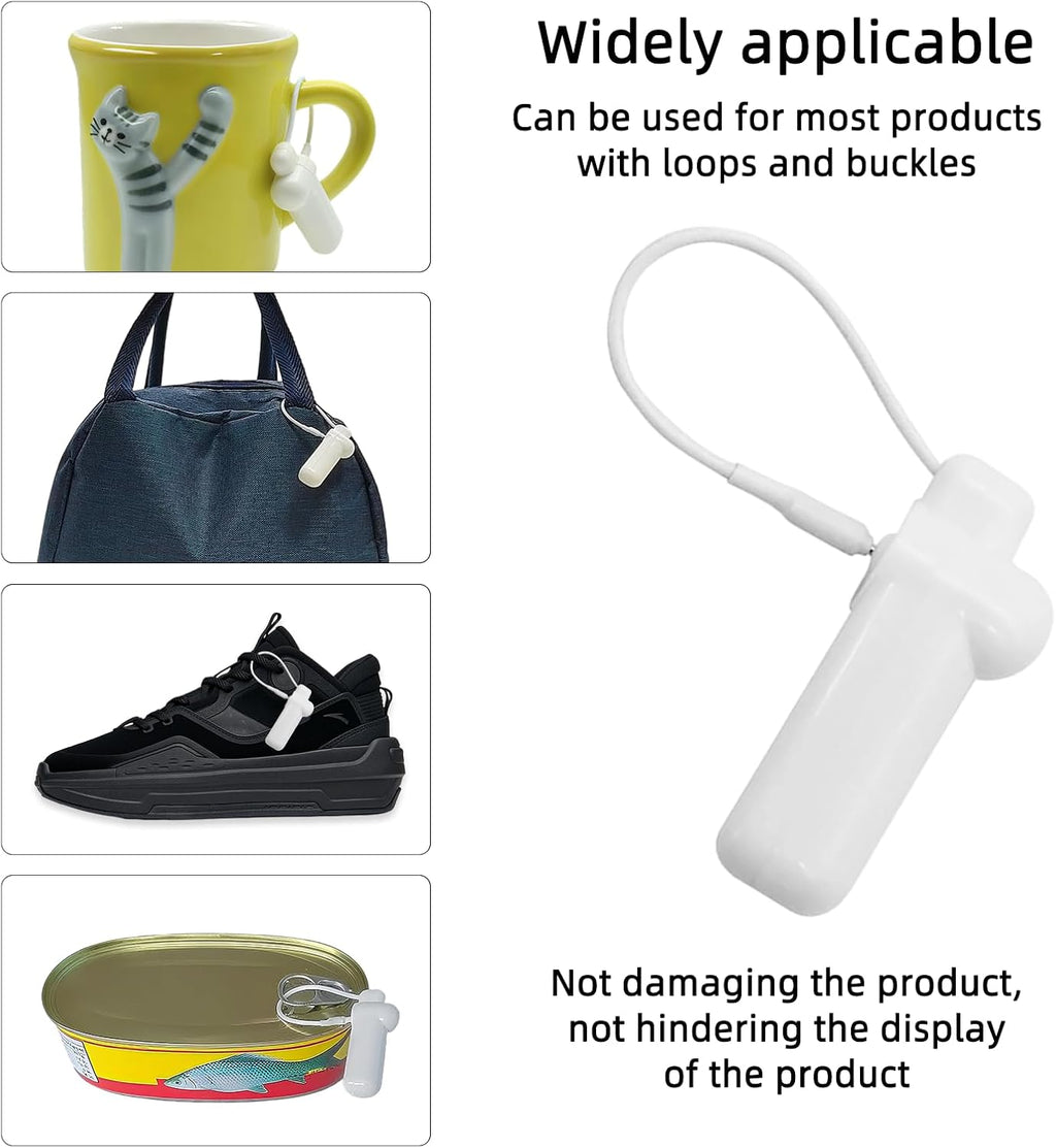 Security Tags with Lanyard, 100pcs Hard Tags Reusable Clothing Tag with String Compatible with 58khz EAS Checkpoint