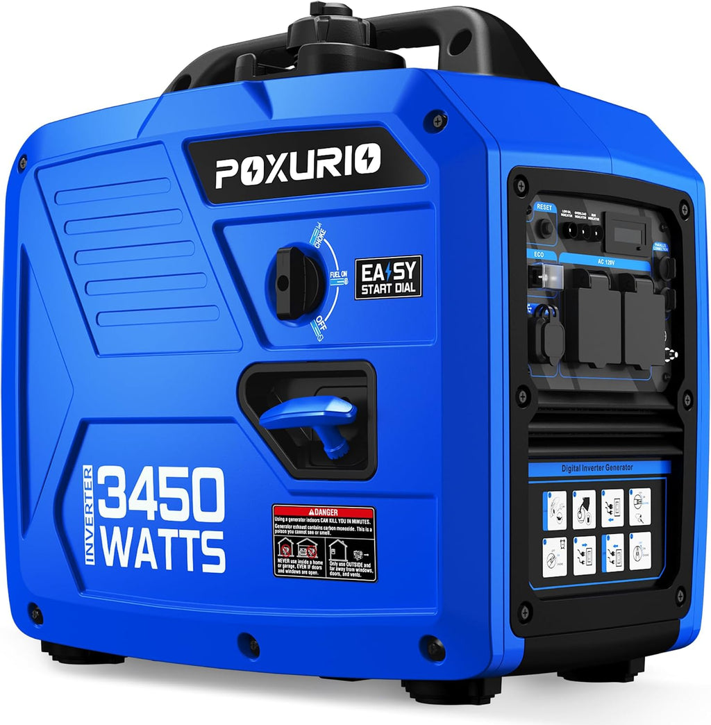 3450-Watt Portable Inverter Generator for Camping & RV, 1.6 Gallon Gas Tank for 8.3 Hours Use, 120V Gas Powered
