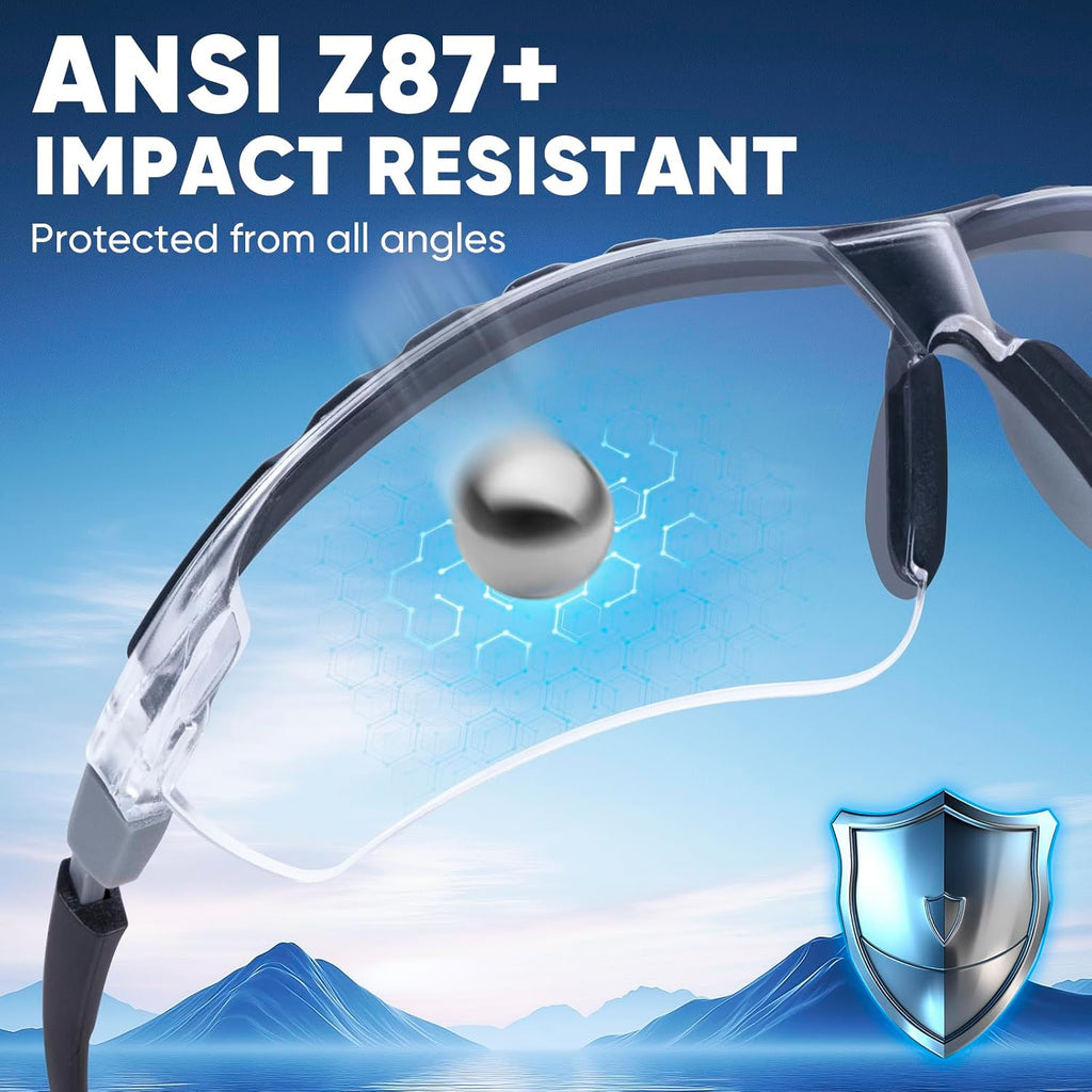 Anti-Fog Safety Glasses for Men and Women, ANSI Z87.1 Scratch Proof Eye Goggles with Adjustable Arms and UV Protection