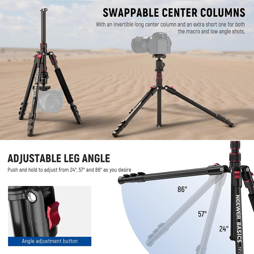 Basics Camera Tripod Monopod, 71" Aluminum Heavy Duty Portable Travel DSLR Cell Phone Stand with 360° Ball Head