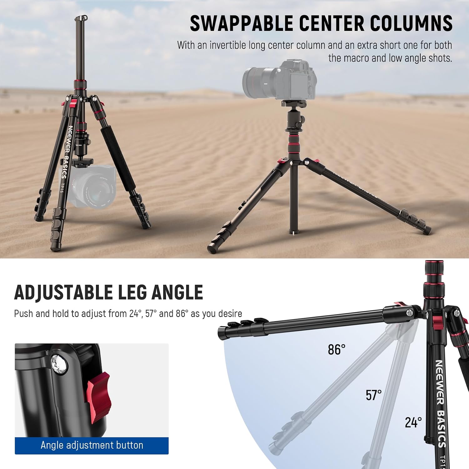 Basics Camera Tripod Monopod, 71" Aluminum Heavy Duty Portable Travel DSLR Cell Phone Stand with 360° Ball Head