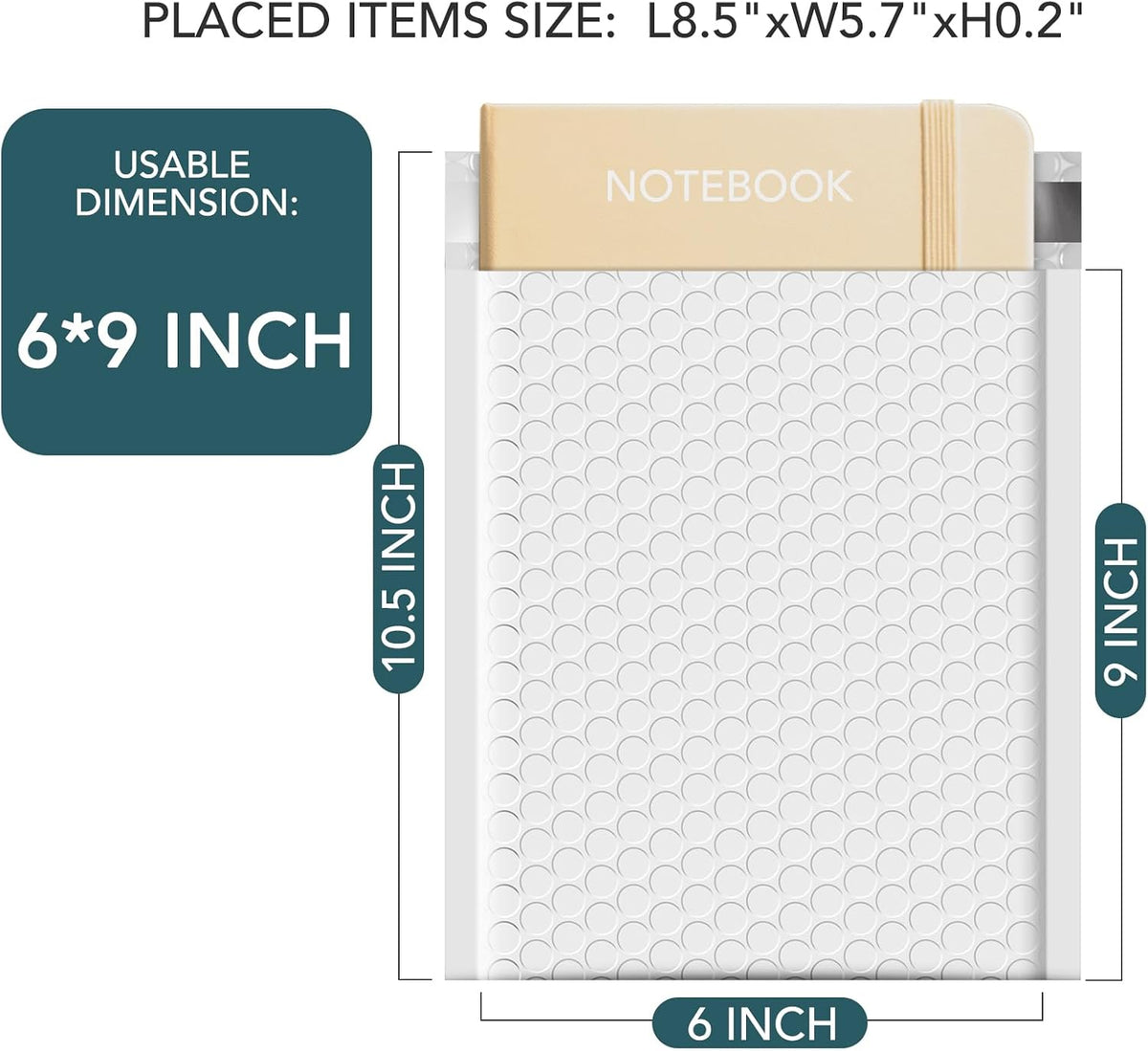Bubble Mailers 6x10 Inch 25 Pack Self-Seal Padded Envelopes White