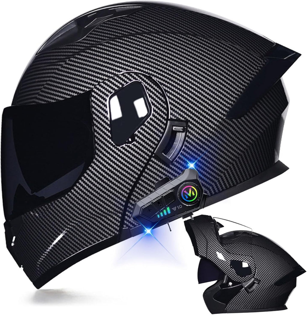 Motorcycle Bluetooth Modular Helmet DOT Approved Dual Visor Full Face Flip up Integrated Motorcycle Helmets Double