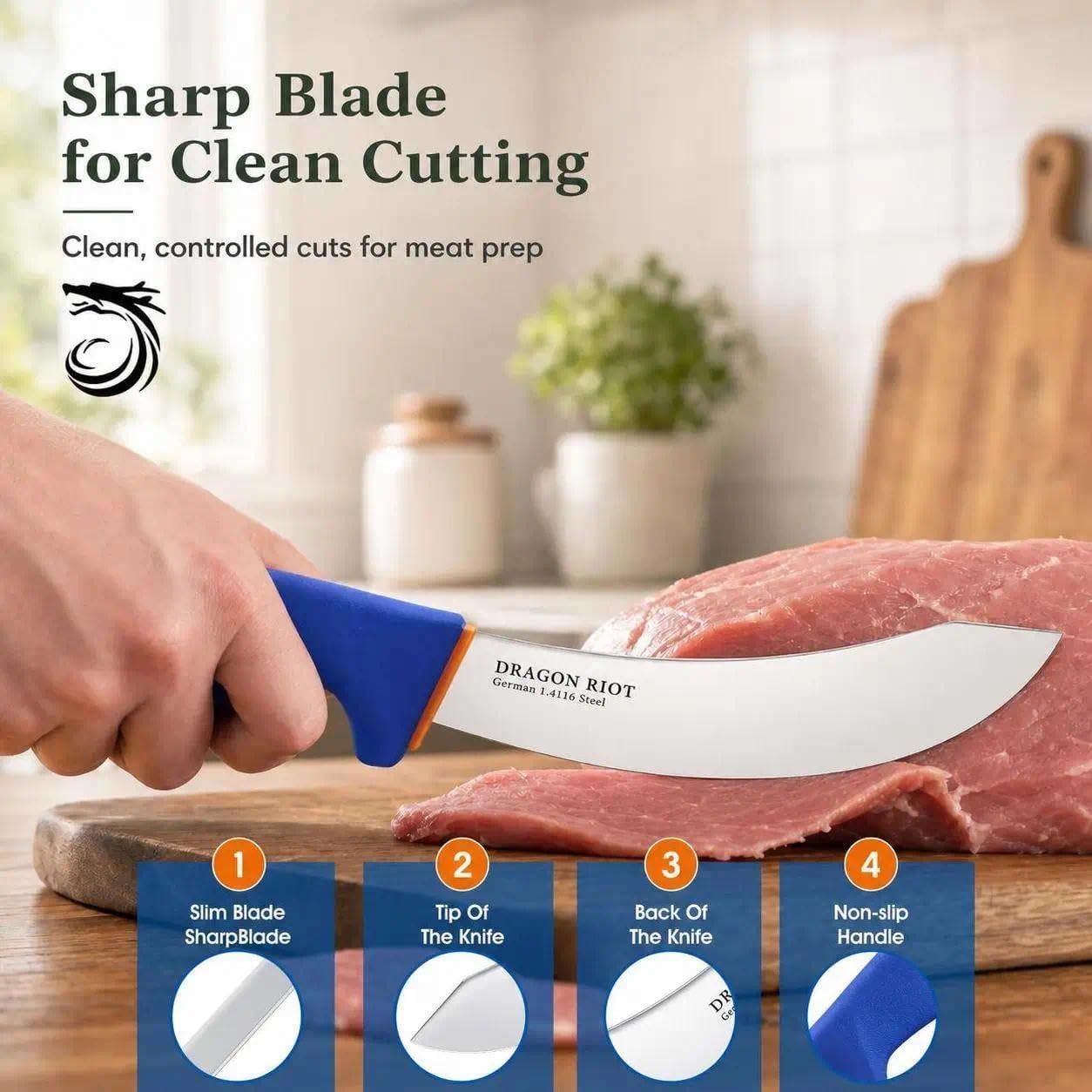 6 Inch Skinning Knife, Meat Trimming and Fillet Knife | Stainless Steel, Non-Slip Handle
