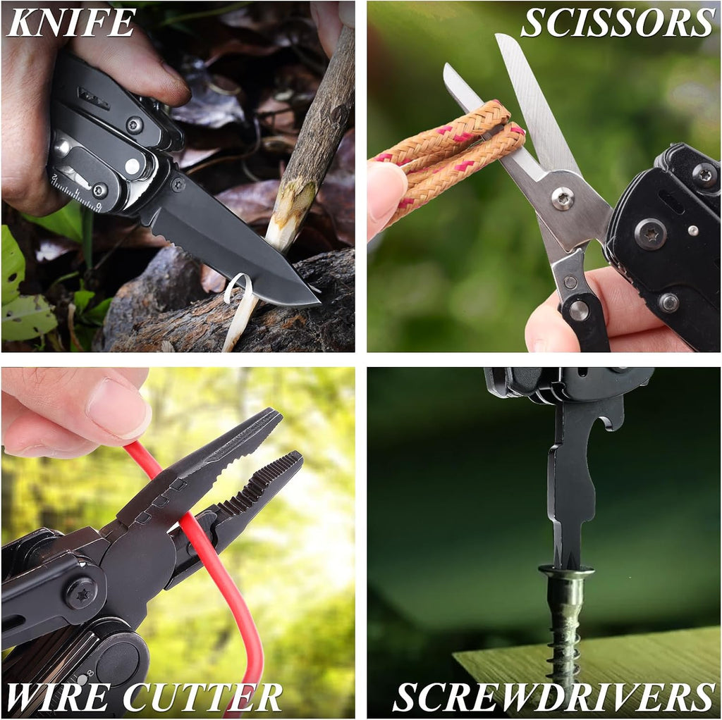 18-in-1 Multitool Pocket Knife with Pliers, Saw, Corkscrew & Detachable Scissors, Multi Tool with Safety Lock, 9