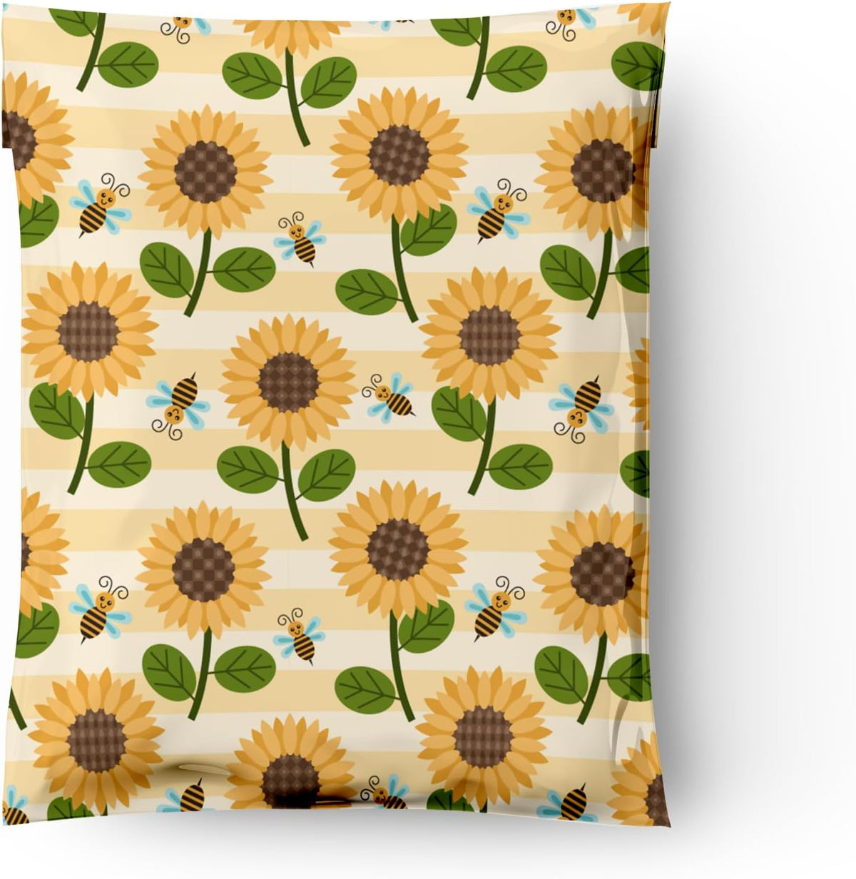 Sunflowers & Bees Designer Poly Mailers - 50 Packs 12"x15" - Ideal Waterproof Self-Sealing Polymailers