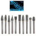 SKWOTZKOFF 10PCS Carbide Burr Set 1/4" Shank 5/16" Head Die Grinder Bits