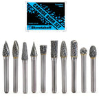 SKWOTZKOFF 10PCS Carbide Burr Set 1/4" Shank 5/16" Head Die Grinder Bits