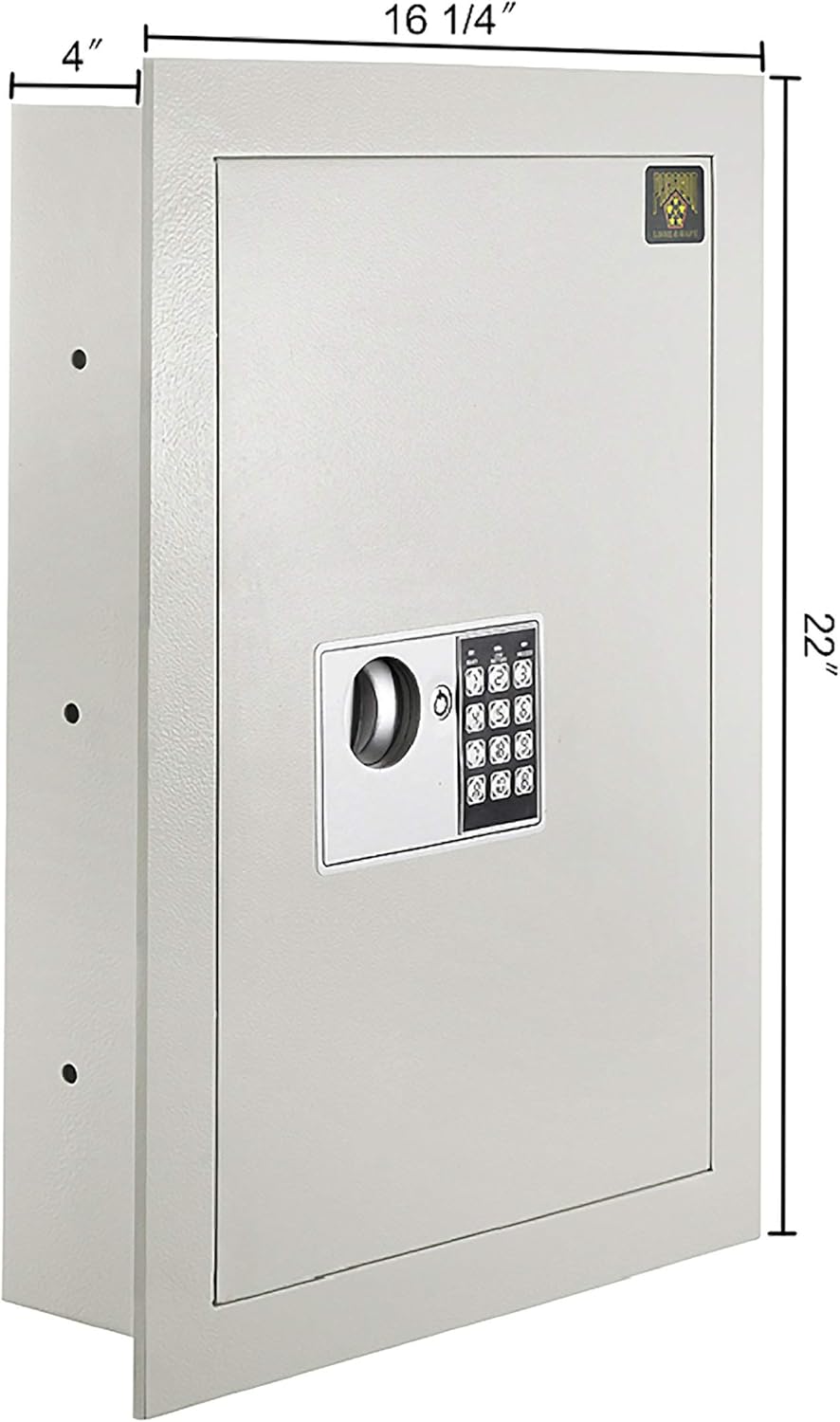In-Wall Safe with Keypad and 2 Manual Override Keys - Protect Money, Jewelry, and Passports at Home or Business by