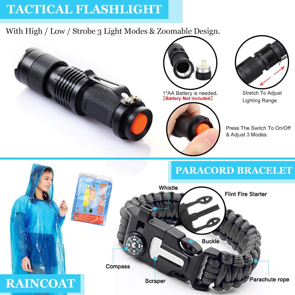 Survival Kit Outdoor Emergency Gear Kit for Camping Hiking Travelling or Adventures