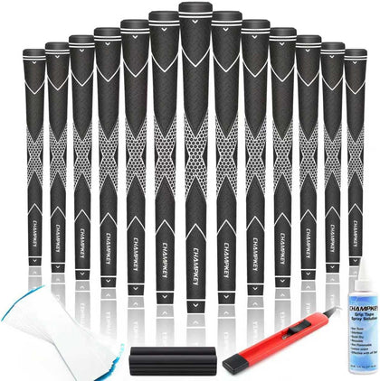 Premium Rubber Golf Grips 13 Pack | High Traction Golf Club Grips | Choose Between Grip with 15 Tapes and Grip with