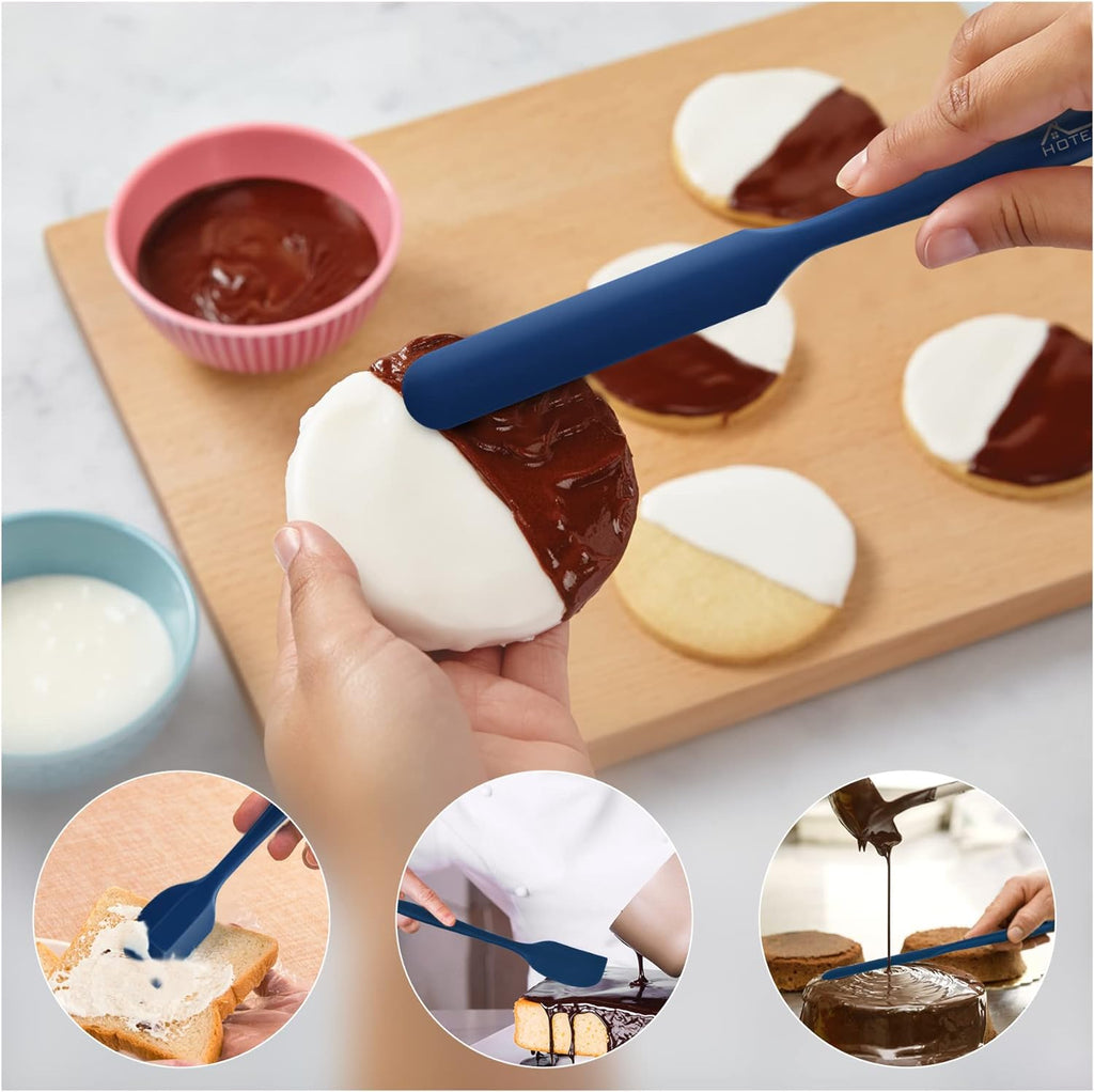 600℉ Heat Resistant BPA-Free Silicone Rubber Spatula Set, Kitchen Cooking Spatulas, Baking, Mixing