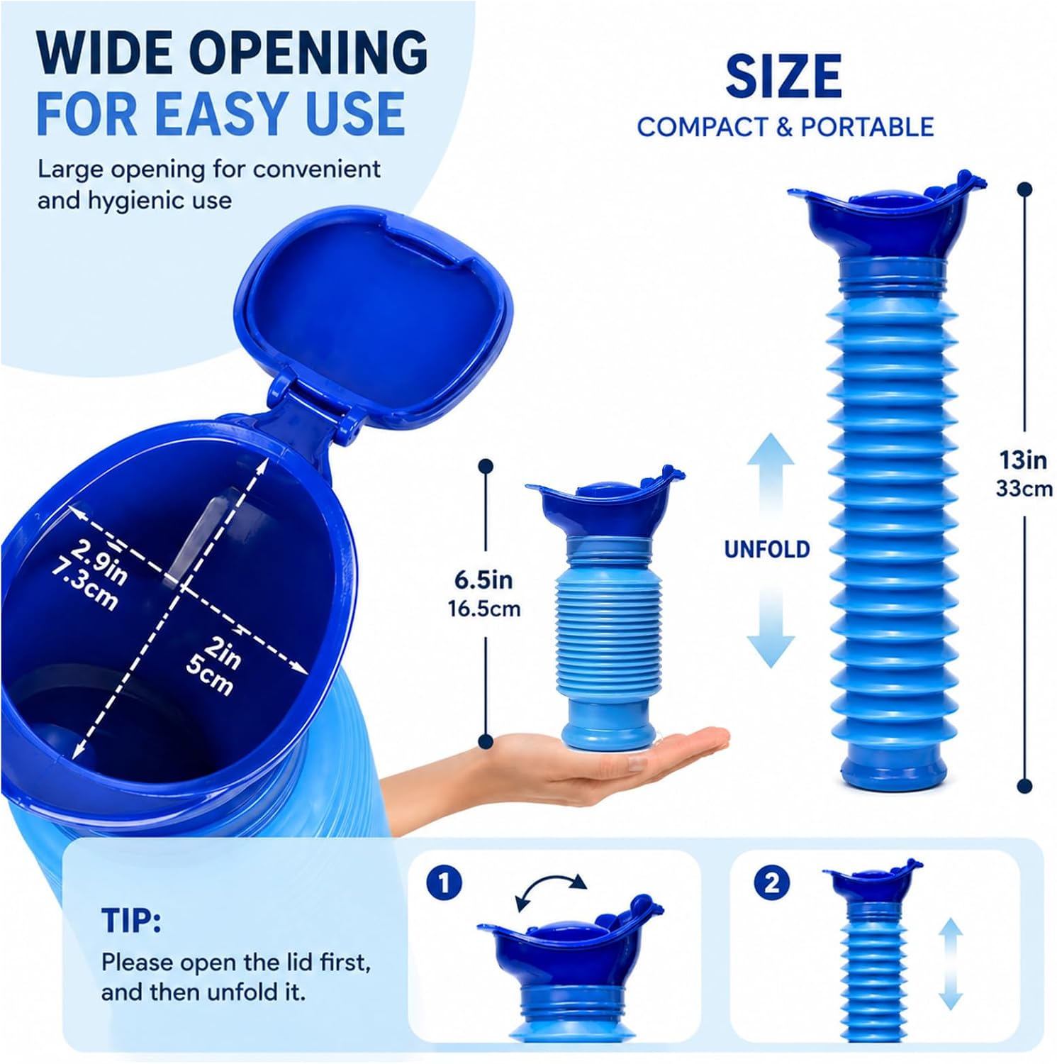 Pee Bottles for Men, Emergency Urinals, Adjustable Pee Bottle for Men and Women, Collapsible Urine Bottle and Pocket