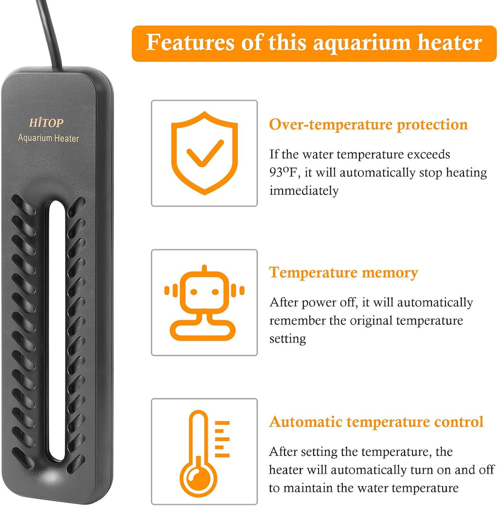 1000W Digital Aquarium Heater: Titanium Fish Tank Heater with Temperature Control Device, Submersible Heater for