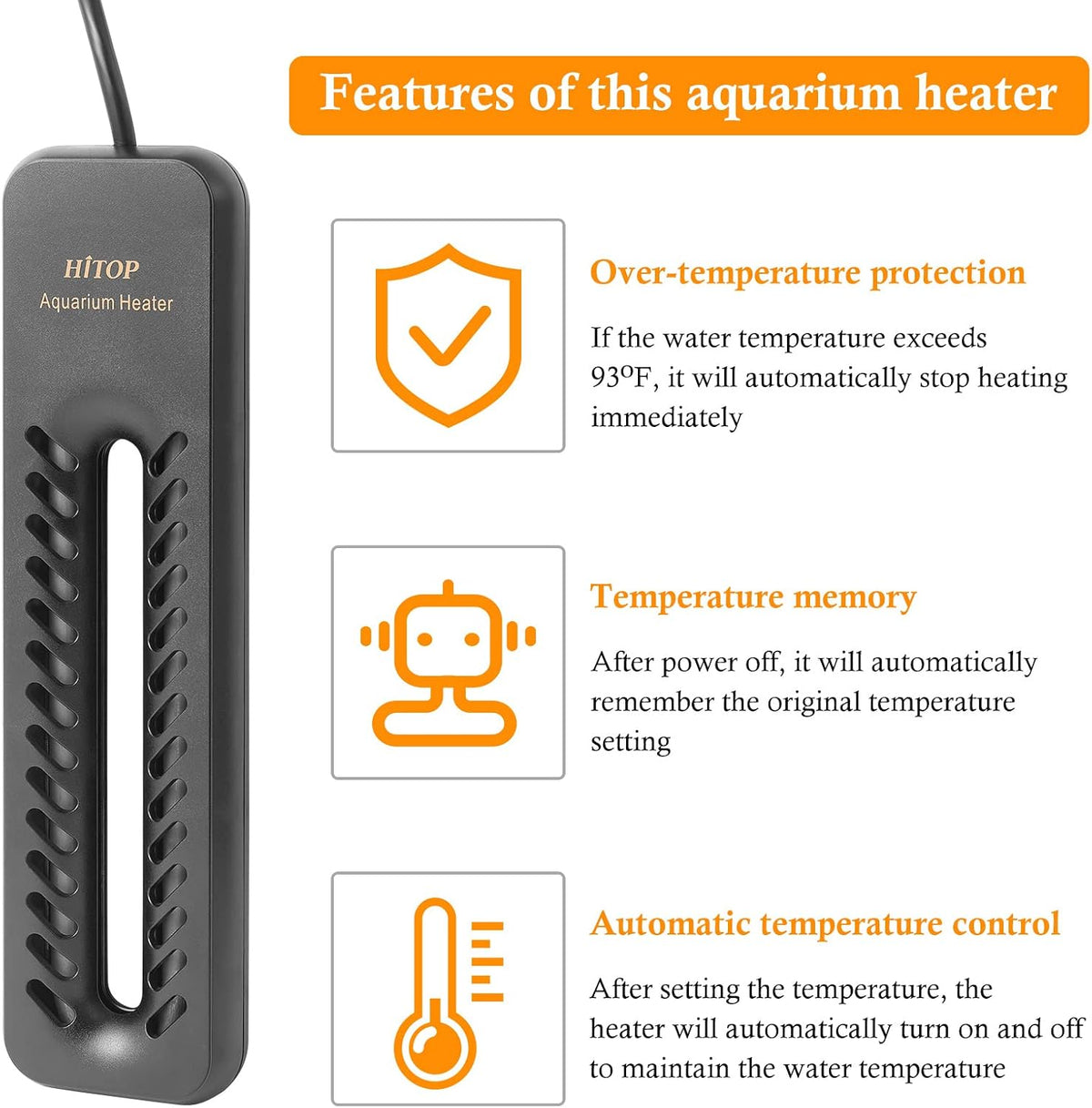 1000W Digital Aquarium Heater: Titanium Fish Tank Heater with Temperature Control Device, Submersible Heater for