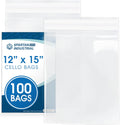 12x15 Clear Poly Bags, 100 Count - Self-Seal Cellophane for Apparel & Art