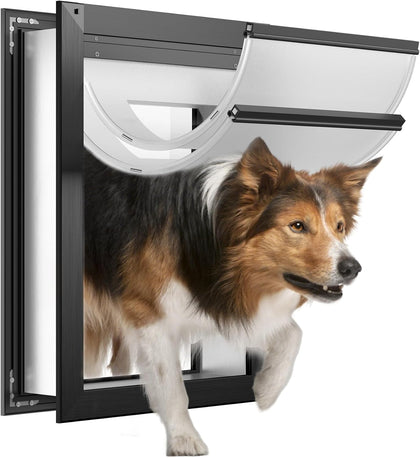 Aluminum Dog Door for Wall, Doggy Doors for Large Dogs with 2 Magnetic Flaps, Doggy Door for Exterior Walls, Strong