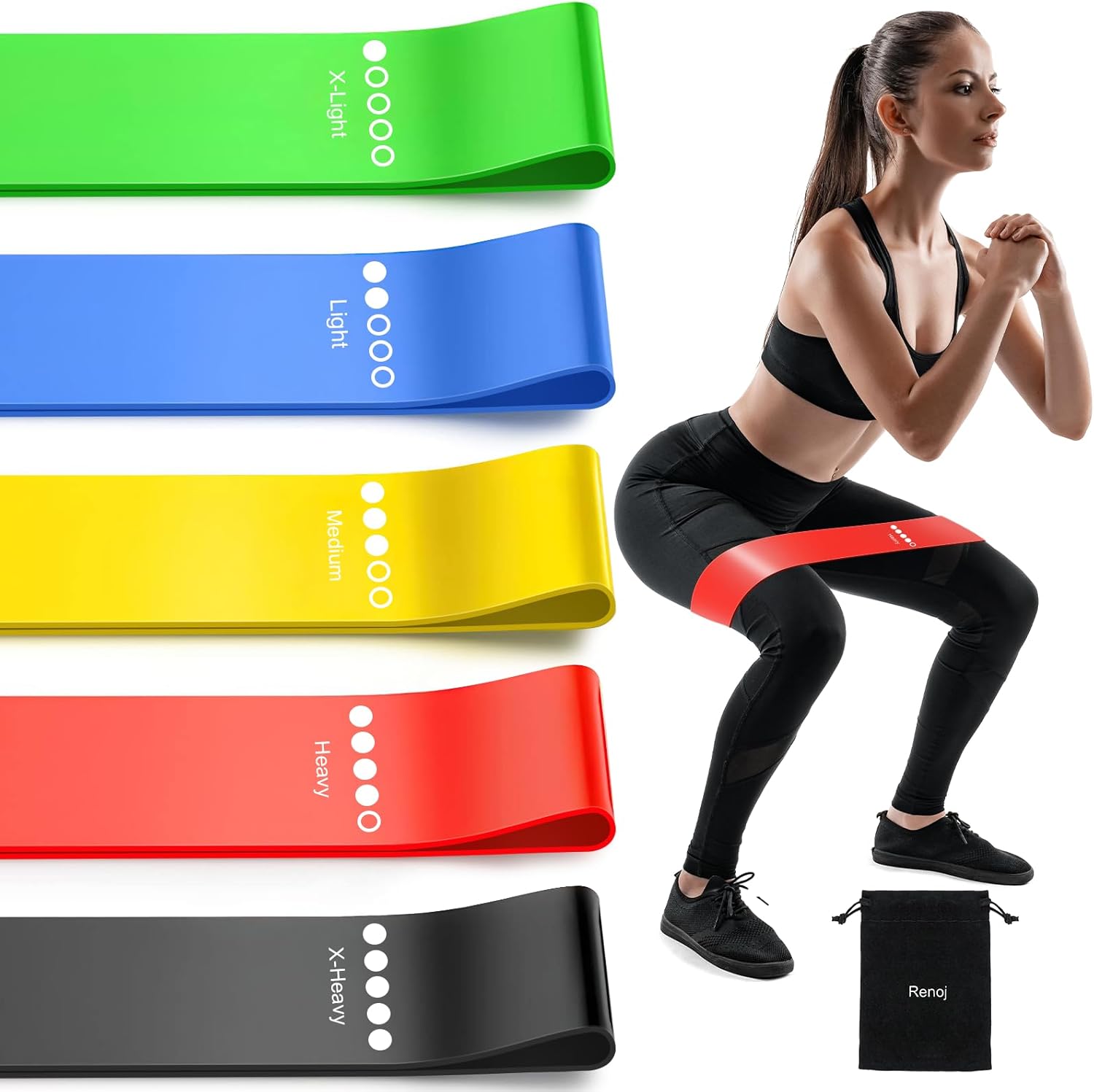 Resistance Bands for Working Out, 5-Pack Elastic Exercise Bands for Strength Training, Stretching, Workout; Home Gym