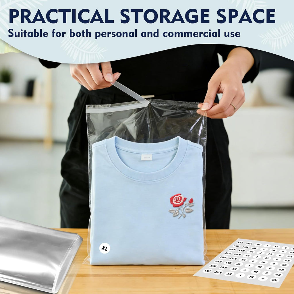 50 Count 10 x 13 Inches Clear Cellophane Plastic Bags for Clothes