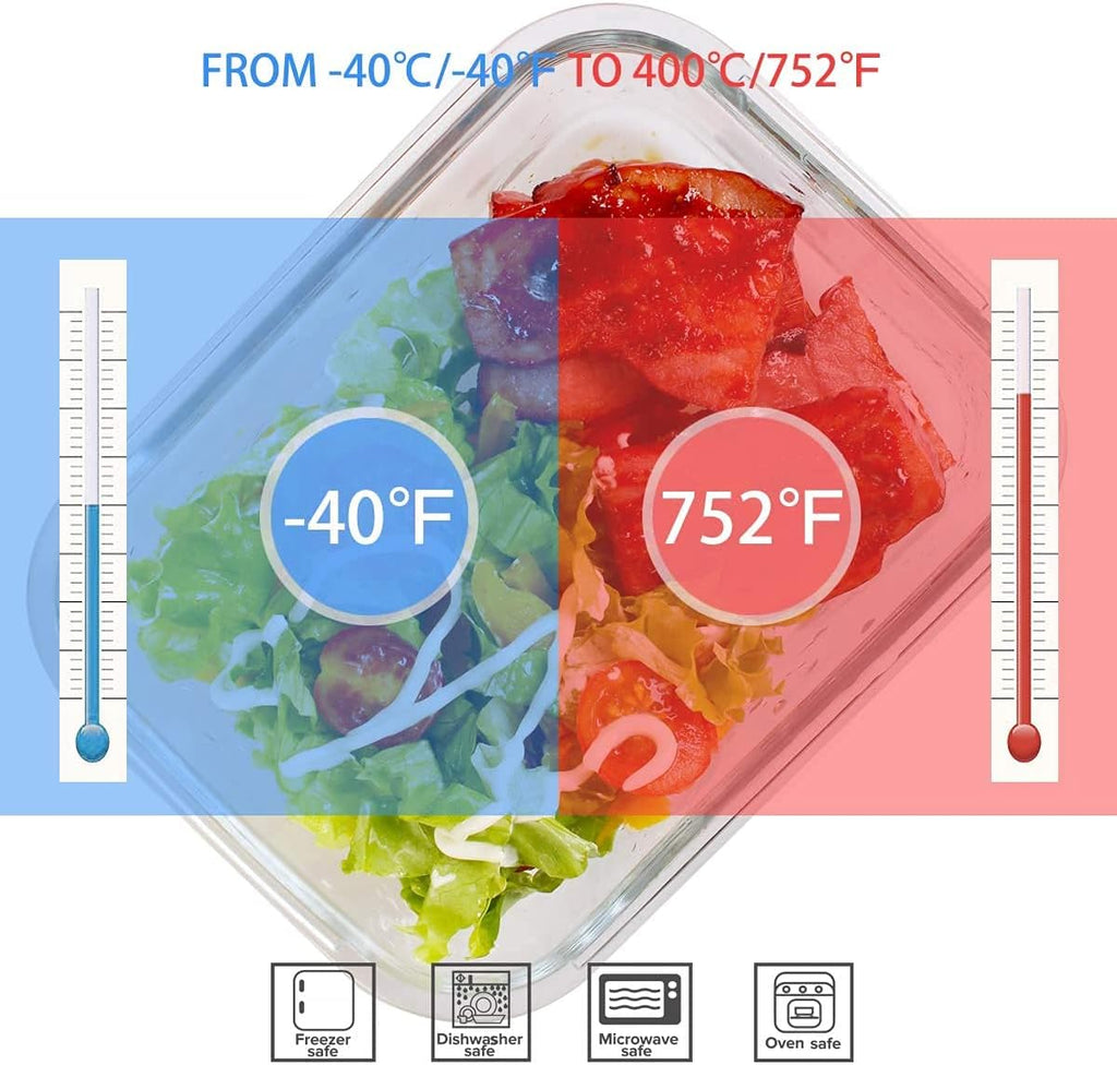 18 Piece Glass Food Storage Containers with Lids, Glass Meal Prep Containers, food storage Containers for Food