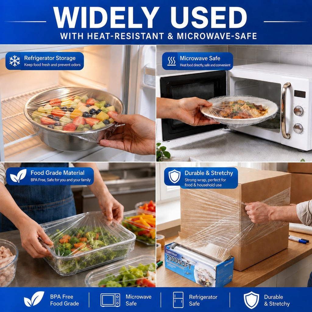 12" x 2300 SqFt Plastic Wrap with Slide Cutter, Cling Wrap for Kitchen