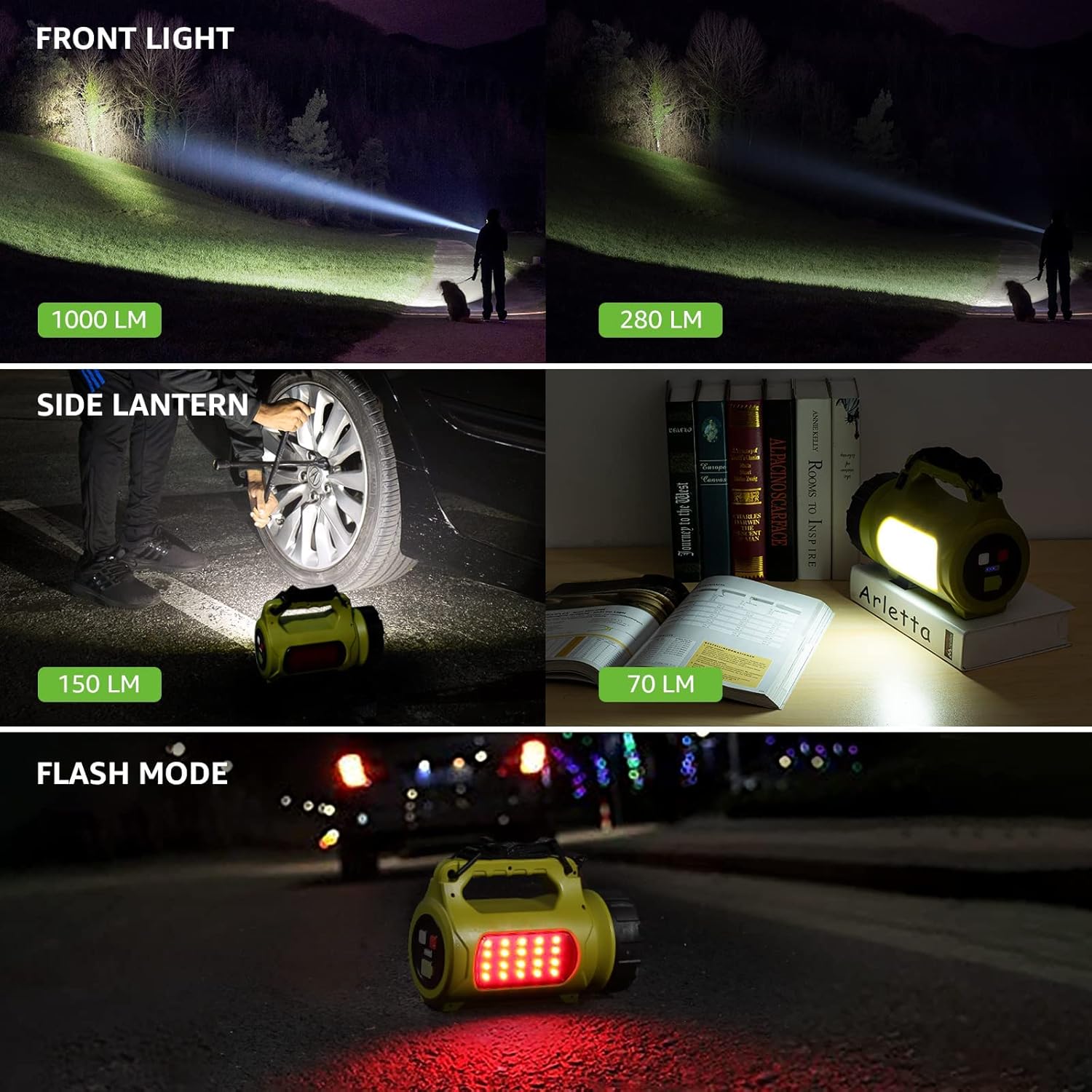 LE Rechargeable LED Lantern, Camping Essentials, 1000LM, 5 Light Modes, IPX4 Waterproof, Lantern Flashlight for