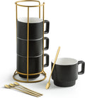 Halloween Stackable Coffee Mugs with Stand Set of 4, Space-saving
