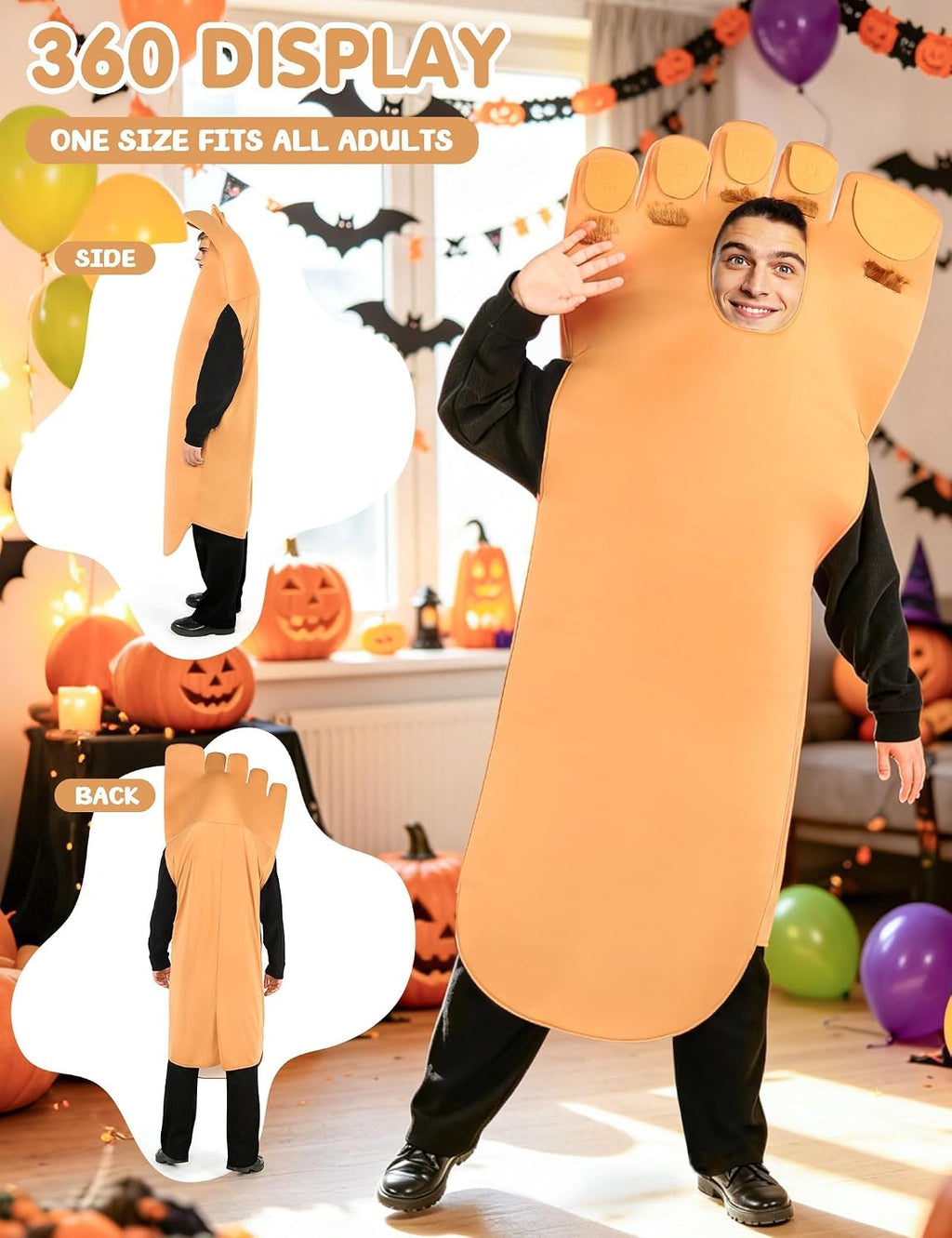 Giant Foot Halloween Costumes for Men Women Adult Sized Funny Big Feet TanTunic Suit Cosplay Outfit Party Plus Size