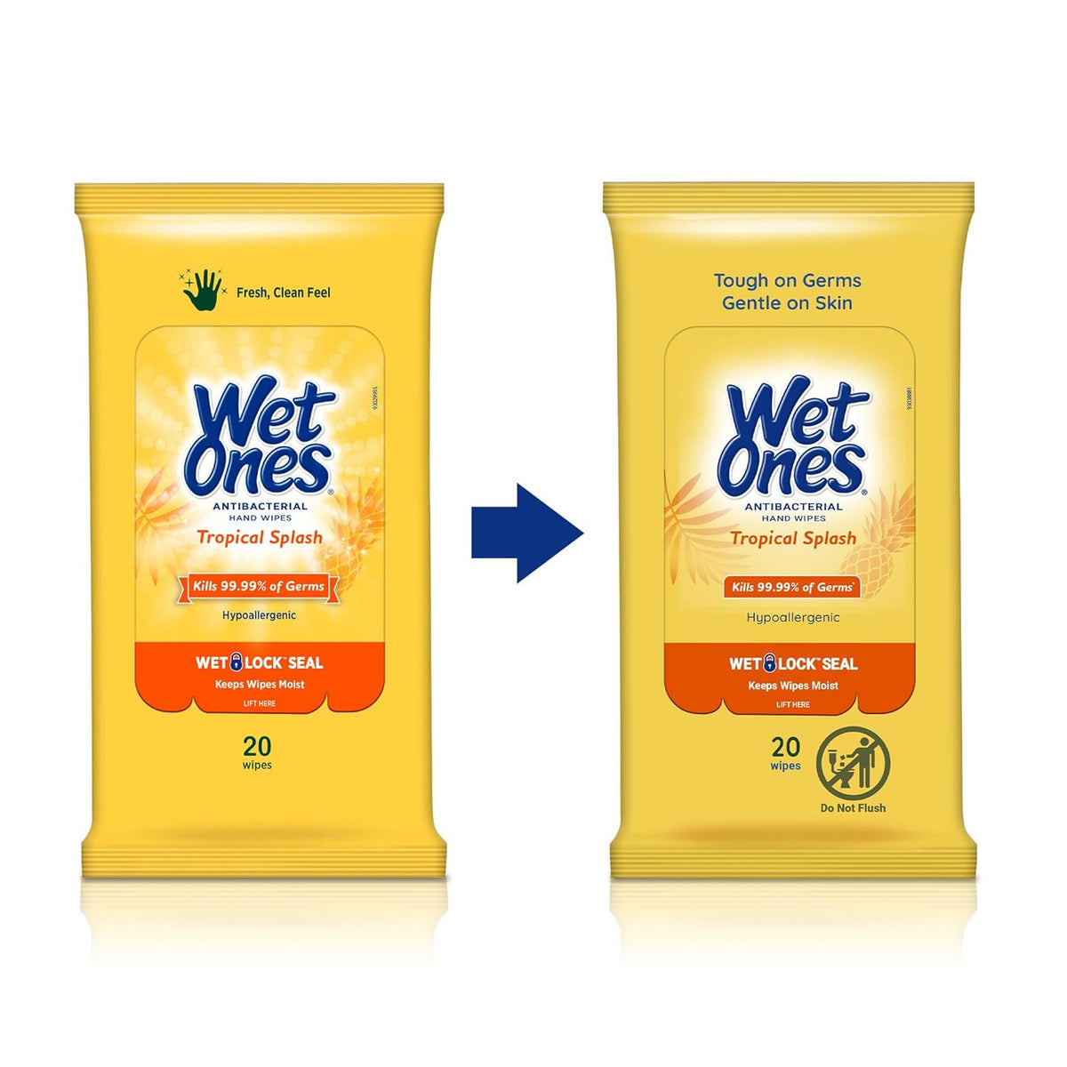 Antibacterial Hand Wipes, Tropical Splash, 20 ct (10 Pack)