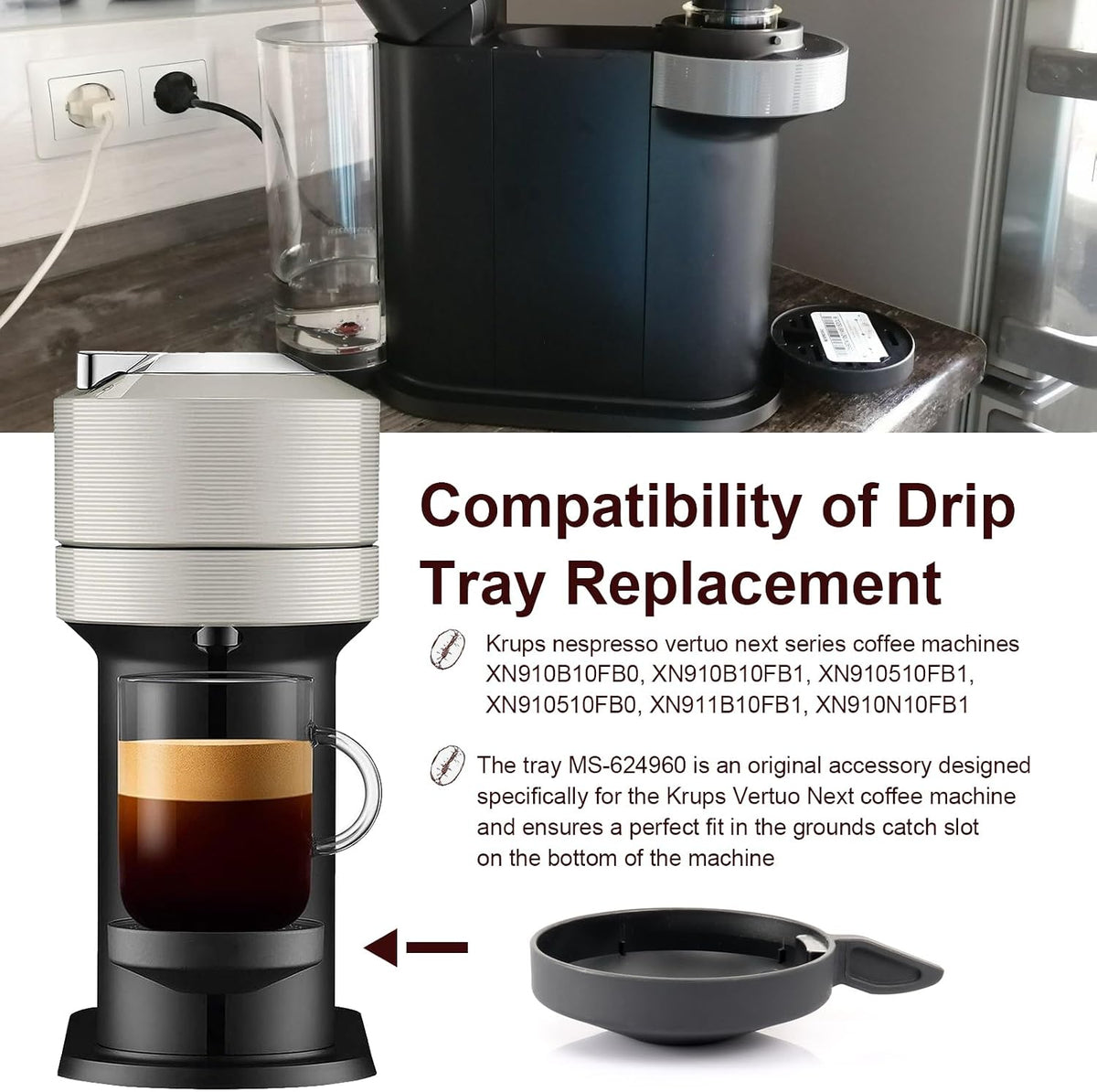 Coffee Machine Drip Tray Replacement Espresso Grinder for Nespresso Next