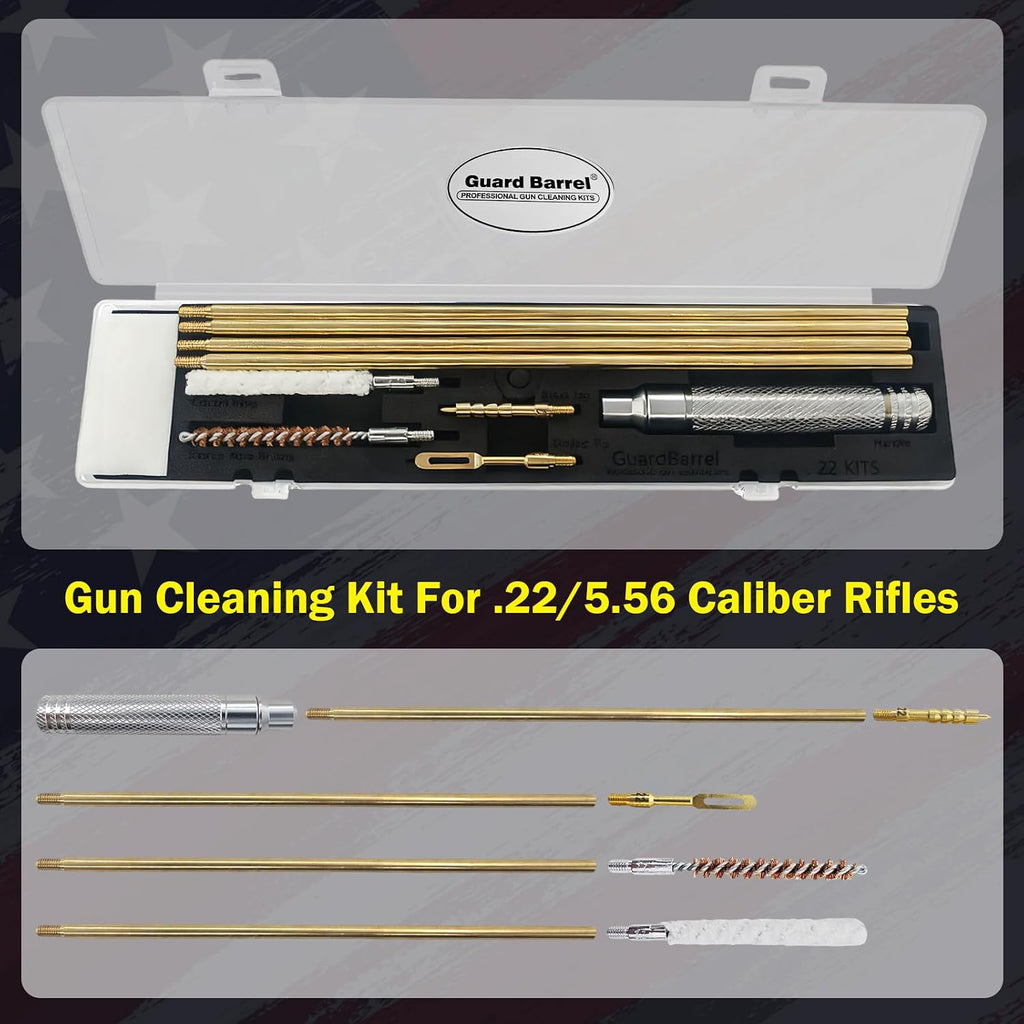 Gun Cleaning Kit for .22 .223Cal 5.56mm .22LR Rifle Pistol Cleaning Kit with Gun Cleaning Patches, Bronze Bore Brush