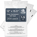 200 Count 12x15.5 Clear Poly Bags with Suffocation Warning, 1.5 Mil