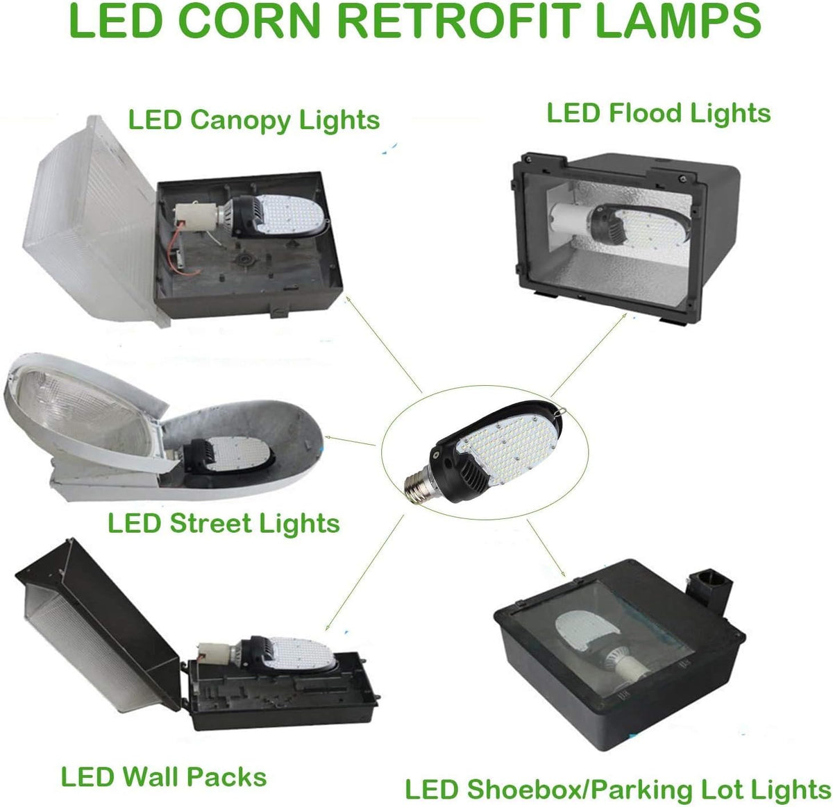 LED Shoebox Retrofit Lamp, 75/95/115W Selectable, 5000K, Rotatable E39 Base
