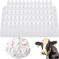 100 Pcs Blank Cattle Ear Tags Large Plastic Animal Cow Tags, White