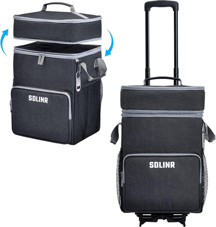 Collapsible Cooler with Wheels, Rolling Cooler Bag for Beach Travel | Two-layer Large Capacity, Leakproof Food-grade