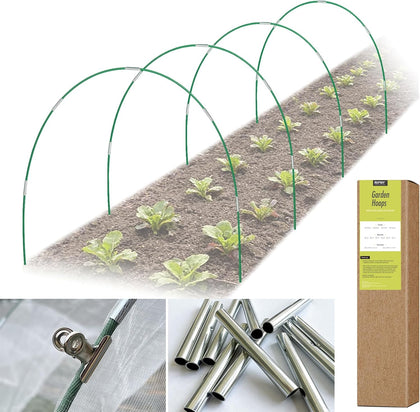 24 PCS Garden Hoops for Raised Beds, Greenhouse Hoops Kit Long Grow Tunnel for Row Cover, Rust-Free Fiberglass Garden