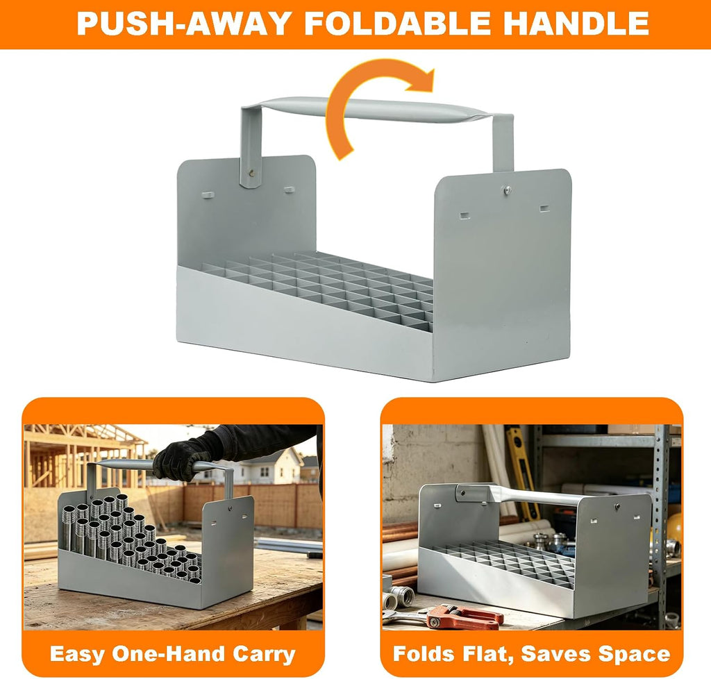 Steel Nipple Caddy, 60-Slot 3/4" Pipe Nipple Storage Tray