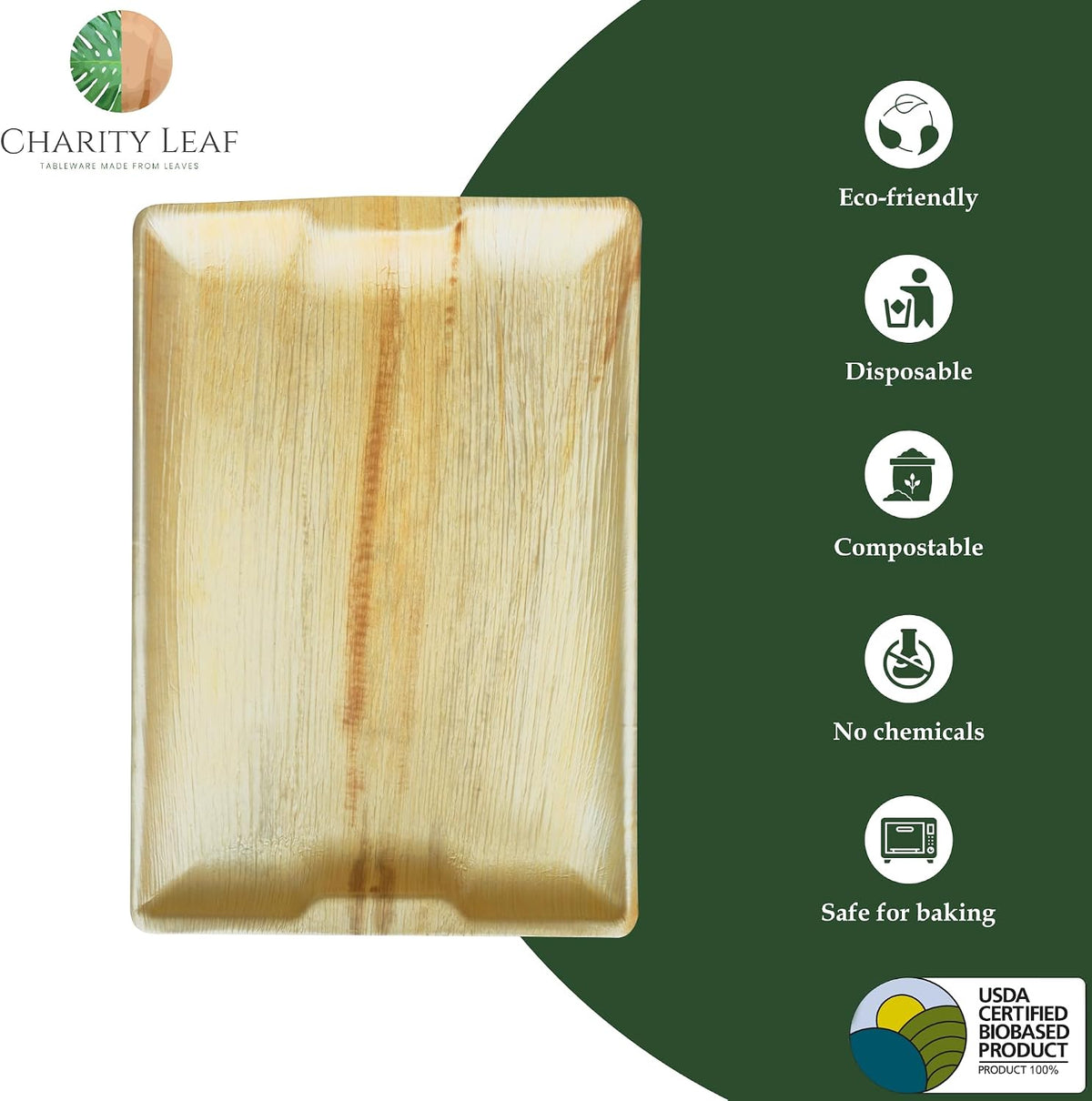 Disposable Bamboo 17" x 12" Rectangle Trays (10 Pieces) Bamboo Serving Platters, Disposable Boards, Eco-Friendly
