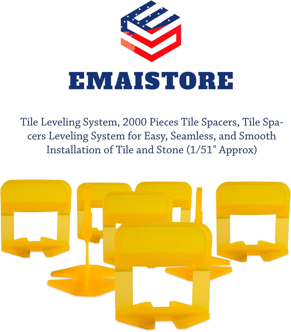 Tile Leveling System – ULTRA-THIN 0.5mm (1/51 Inch) – 2000 Tile Spacers – Compatible with Most Wedges – Thinnest