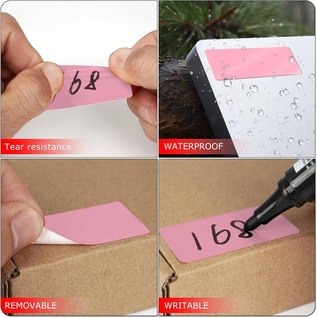 Pink Rectangle Labels 2 x 1 Inch Blank Stickers Roll 500 Pcs