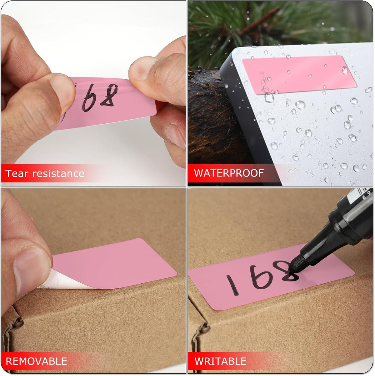 Pink Rectangle Labels 2 x 1 Inch Blank Stickers Roll 500 Pcs