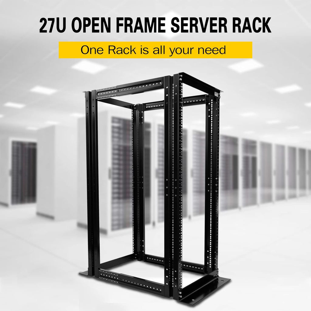 Server Rack 4 Post Open Rack Frame Rack Enclosure 19 Inch Adjustable Depth Aluminum (27U,56Inch Height)